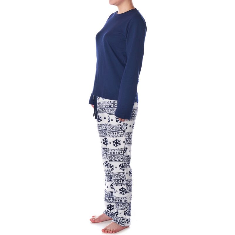 Alpine Swiss Womens Pajama Set Long Sleeve Shirt and Polar Fleece Pants Sleepwear, 3 of 9