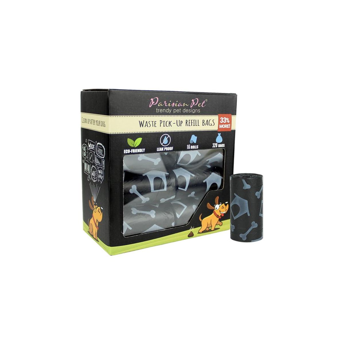 Parisian Pet 'Dog House Design' Waste Bags - Convenient, Leak-Proof, Durable, Black Disposable Pet Waste Bags for Dogs & Cats - thumbnail 2