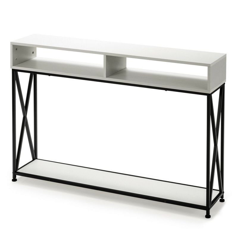 Costway Console Table with Open Shelf and Storage Compartments Steel Frame, 1 of 13