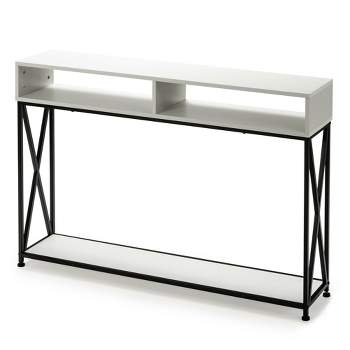 Costway Console Table with Open Shelf and Storage Compartments Steel Frame
