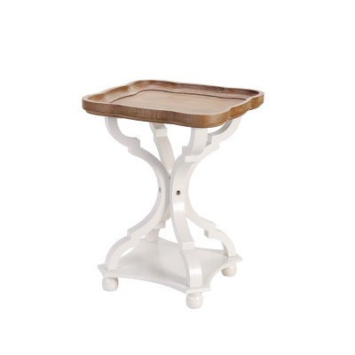JIONJOY Farmhouse Accent End Table with Tray Top – Distressed Wood Finish for Living Room, Bedroom or Dining