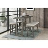 TiramisuBest Industrial Counter-Height Bench - Light Gray Foam-Cushioned Seat for Kitchen & Dining - 4 of 4