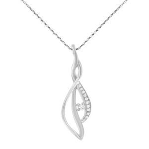 Haus of Brilliance Espira 10K White Gold Round Diamond Accented Open Cascade Twist Pendant Necklace - 1 of 4