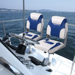 2 Pack Low Back Folding Boat Seats - 19"x16.5" Thick Elastic Cushio Boat Chair, Waterproof Fishing Chairs for Bass Tracker for Sightseeing Boats - 1 of 4