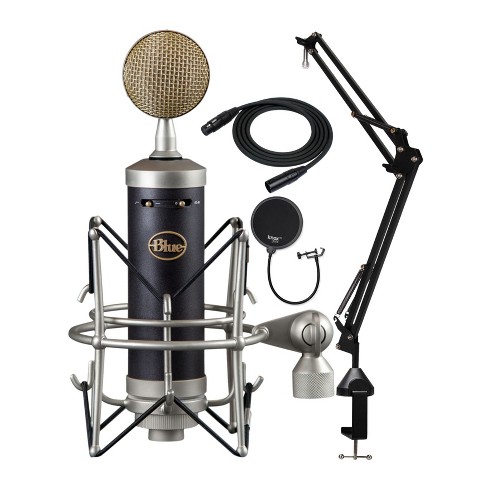 Blue Yeti Microphone (Silver) with Boom Arm Stand, Shock Mount and Pop  Filter Bundle (4 Items),USB