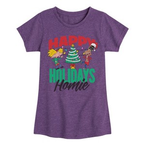 Girls' - Hey Arnold! - Holiday Homies Fitted Short Sleeve Graphic T-Shirt - 1 of 4