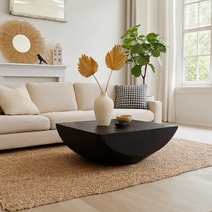 Royal Hampton Coffee Table | 36" Square Top | Handcrafted Rounded Drum Base | Mango Wood - 1 of 4