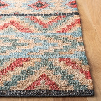 Handwoven Red and Natural Tribal Flat Weave 4' x 6' Rug