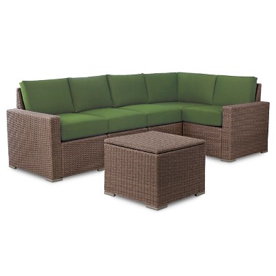 Threshold Heatherstone 6 Piece Wicker Patio Sectional Seating Furniture Set Green Target Inventory Checker Brickseek