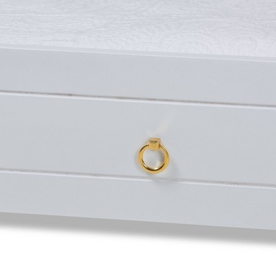 Alya White and Gold Twin Wood Trundle Bed Frame
