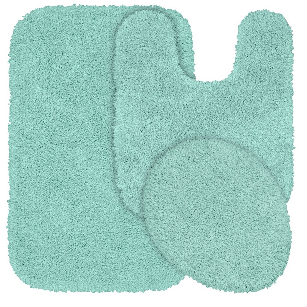 Photos - Bath Mat Garland Rug 3pc Serendipity Shaggy Washable Nylon Bath Rug Set Sea Foam : Microfiber, Machine Washable, Non-Slip Backing