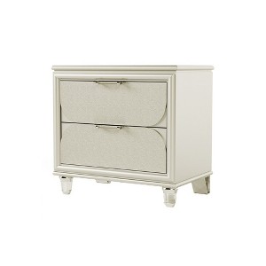Royal Hampton Nightstand, 2 Drawers w Acrylic Handles, Silver Rubberwood, 30 Inch - 1 of 1
