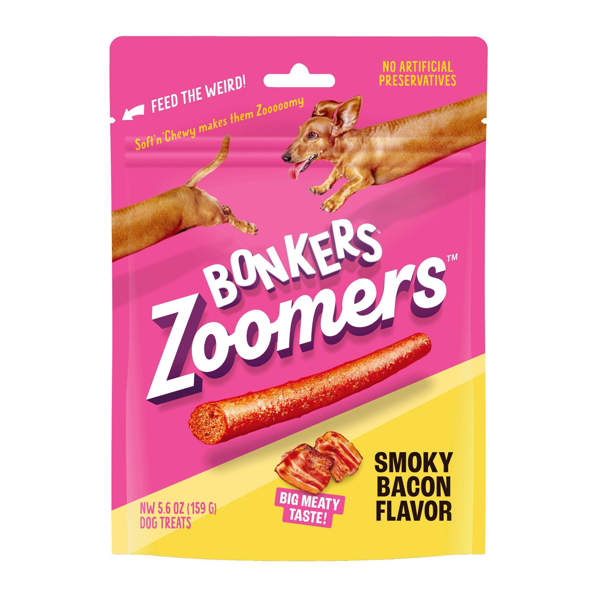 Bonkers Zoomers Chewy Dog Treats with Smoky Bacon Flavor - 5.6oz