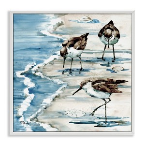 Stupell Industries Rockhampton Sandpipers Beach Grazing Framed Giclee Art, White, 12" x 12" - 1 of 4