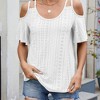 Womens Cold Shoulder Top Basic T Shirts 3/4 Sleeve Casual Blouse Tshirts - 3 of 4