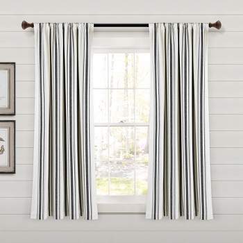 Farmhouse Stripe Yarn Dyed Eco-Friendly Recycled Cotton Window Curtain Panels Black 42X63 Set