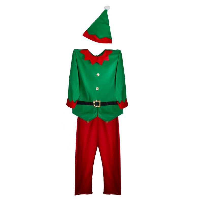 Northlight 40" Red and Green Men's Elf Costume With a Christmas Santa Hat - Standard Size, 2 of 3