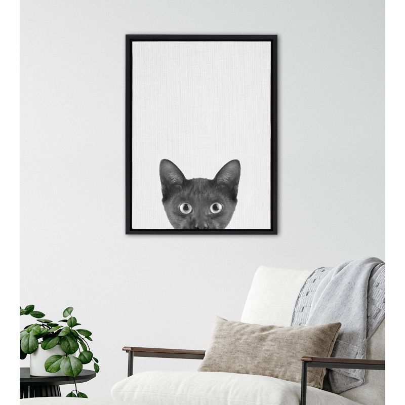 Kate &#38; Laurel All Things Decor 18&#34;x24&#34; Sylvie Black Kitten Framed Canvas Wall Art by Simon Te of Tai Prints Black Cute Cat Portrait, 5 of 6