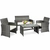 Costway 4PCS Rattan Patio Furniture Set Garden Lawn Sofa Cushioned Seat Mix Gray Wicker - 4 of 4
