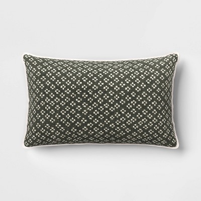 Lumbar Block Print Pillow Green - Threshold™