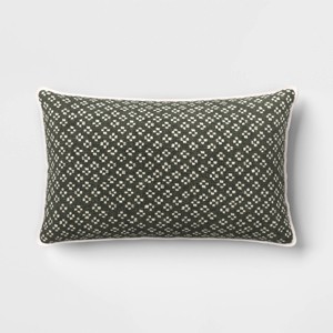 Lumbar Block Print Throw Pillow Blue - Threshold™ - 1 of 4