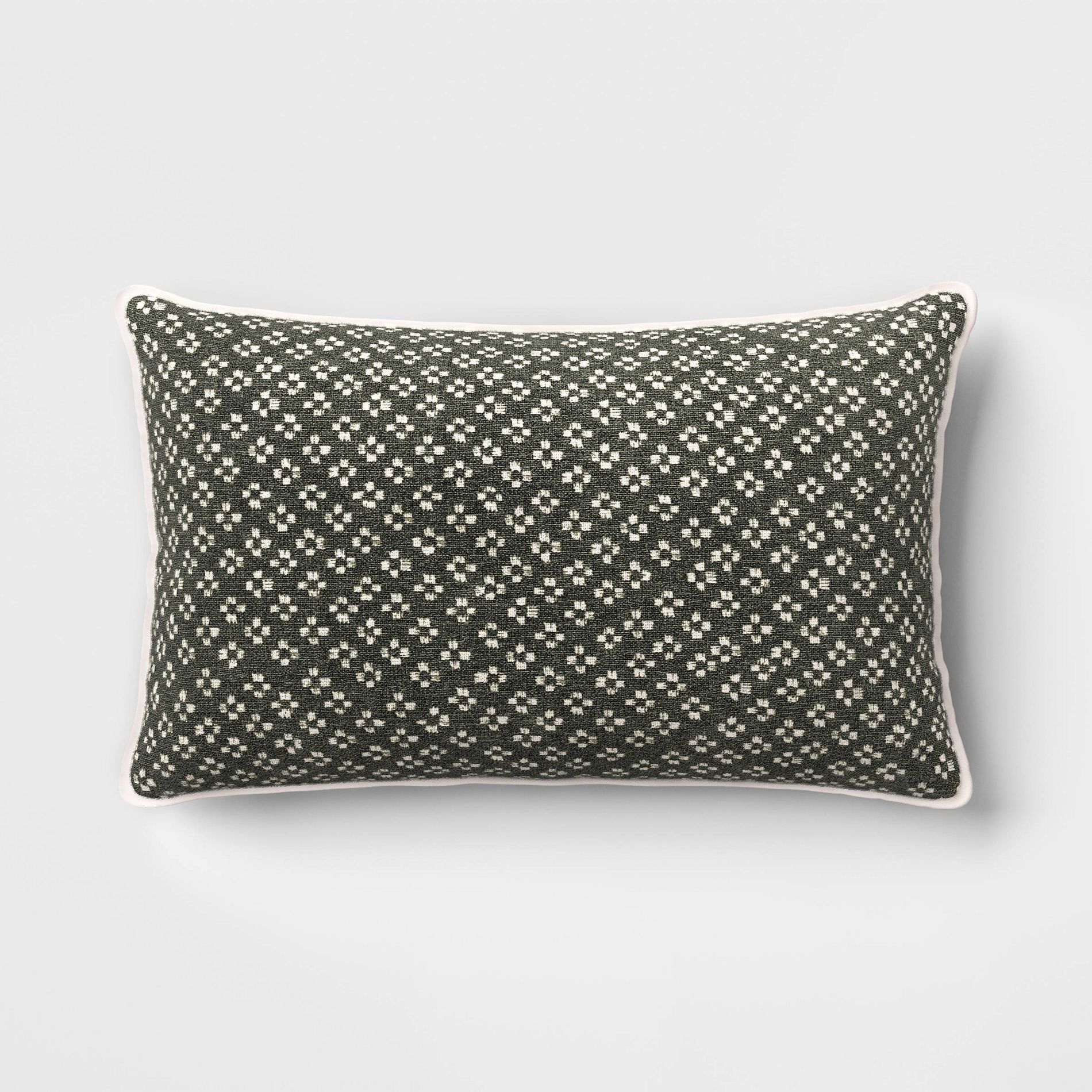 Lumbar Block Print Pillow Green - Threshold™
