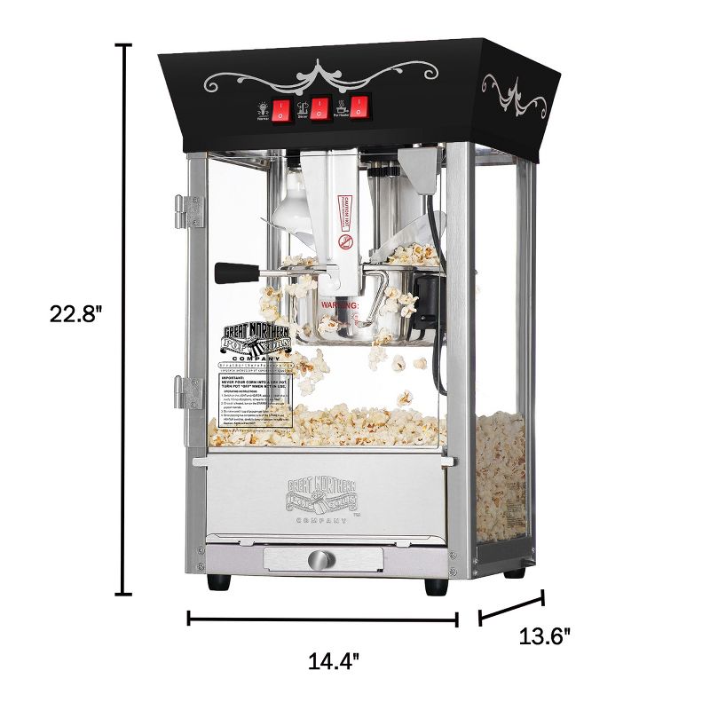 Great Nothern Popcorn 8 oz. Antique Style Movie Night Electric Countertop Popcorn Maker Machine - Black, 3 of 5