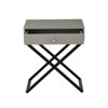 Gulches 23" Taupe Wooden End Side Table Nightstand with Glass Top, Drawer and Metal Cross Base - 4 of 4