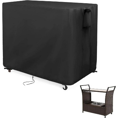 Akefit Outdoor Bar Cart Cover Waterproof Black 400D PU Patio Trolley Protector 44in