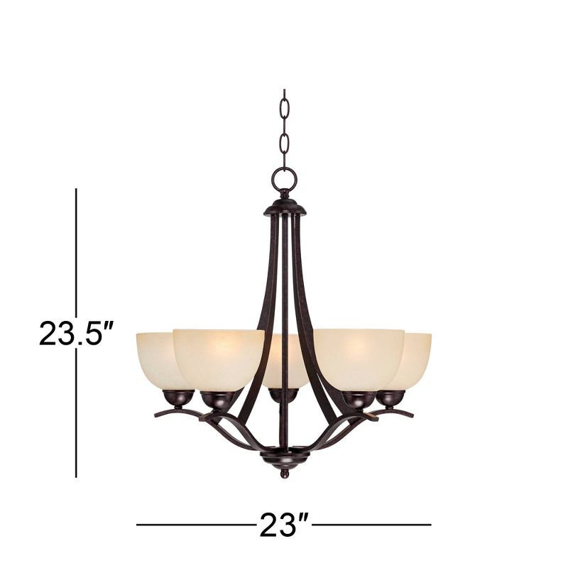 Regency Hill Airington Bronze Pendant Chandelier 23" Wide Rustic Scrolling Arms Scavo Glass 5-Light Fixture for Dining Room Home Kitchen Island, 4 of 8