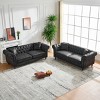 Chesterfield 3+3 Seater Tech Fabric Sofa Set,Rolled Arm Couch with Button Tufting for Living Room or Apartment-Baofuwish - 2 of 4