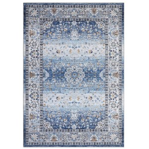 Machine Washable Area Rug Non Slip Rug Vintage Distressed Low Pile Foldable Rugs Ultra-Soft Stain Resistant Carpet for Bedroom Living Room - 1 of 4