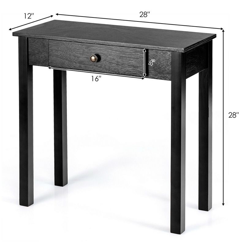 Costway Console Table with Drawer Entryway Hallway Accent Wooden Table Black, 2 of 11