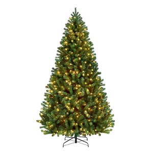 7.5ft Pre-lit Holiday Artificial Christmas Tree W/1500 Branch Tips & 400 Warm Lights - 1 of 4