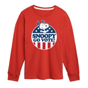 Boys' - Peanuts - Snoopy Go Vote Long Sleeve Graphic T-Shirt - 1 of 4