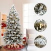 LuxenHome 7.5Ft Snow-Flocked Cedar Christmas Tree Pre-Lit with Teardrop LED Lights & Hinged Branches Green - 2 of 4