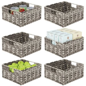 mDesign Woven Farmhouse Pantry Food Storage Bin Basket Box - 3 Pack - Gray Ombre - 1 of 4