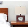 22" Distressed  Metal Bedside Lamp With Beige Shade - 2 of 4