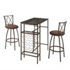 3 Piece Dining Table Set for 2, Counter Height Bar Kitchen Table Set with Storage Shelf, Pub Dining Table Set for Bar Kitchen Restaurant Small Space - 3 of 4