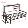 ALEXOUN Metal Bed with Movable Desk,Metal Day Bed Frame with Metal Grid & Clothes Hanger,Space Saving,No Box Spring Needed - 3 of 4