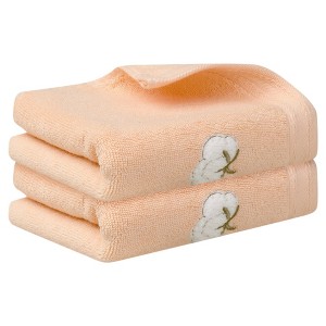 Unique Bargains Bathroom Kitchen Comfortable Lightweight Cotton Hand Towels 14" x 28" 2 Pcs - 1 of 4