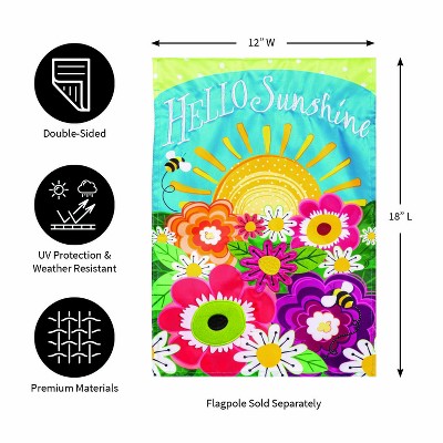 Hello Sunshine Multicolor Applique Garden Flag 12.5 x 18 Inches