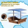 Kids Wooden Sandbox Adjustable Canopy, Sunshade Cover, 2 Foldable Benches & Bottomless Liner for Backyard Fun - 4 of 4