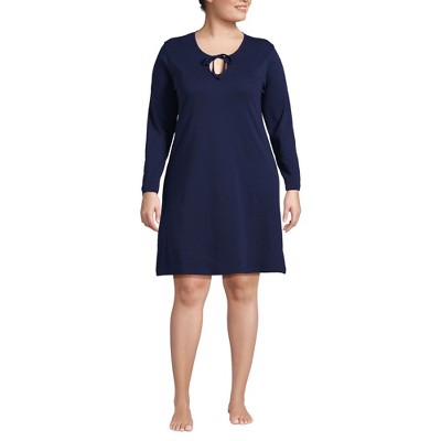 Lands' End Women's Cotton Interlock Long Sleeve Above the Knee Nightgown