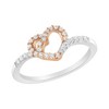 10K Two Toned Gold 1/5 Cttw Diamond Heart Cocktail Ring - 2 of 4