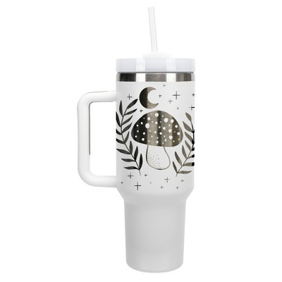 Elanze Designs Fairytale Mushroom Moon Stars 40 oz. Stainless Steel, Large Water Bottle Coffee Mug, Spill & Leak Resistant, Thermal Travel Tumbler