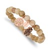 Chisel Stainless Steel Antiqued and Rose IP-plated Owl and Tree of Life 8mm Taupe Dyed Jade Beaded Stretch Bracelet - 2 of 4