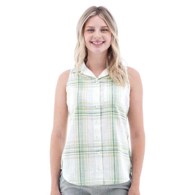 Aventura Clothing Women's Greenwood-II Collared Neck Button Down Tank Top, 1 of 5