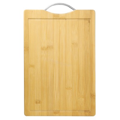 Home Basics 10" x 15" Bamboo Cutting Board with Juice Groove and Stainless Steel Handle