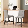 Fabric Button Tufted Back Counter Stools Set of 2,Upholstered High Back Counter Stools with Footrest,Kitchen Island Stools-Cuddlewood - 3 of 4